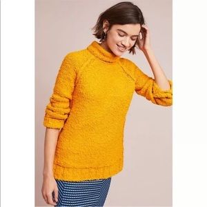 Anthropologie Moth marigold sweater Large LIKE NEW Boucle Knit Chunky Orange